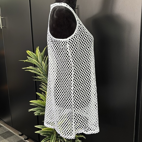 Bloom & Pop Open Crocheted, sleeveless, racerback,mid length swim coverup,summer - Picture 5 of 9